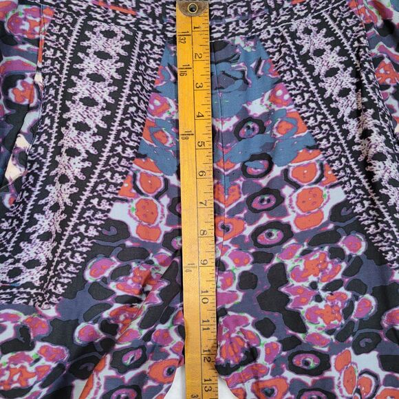 Free People Womens Pull On Printed Skinny Pants Size Medium Purple Pockets Boho - Picture 7 of 9